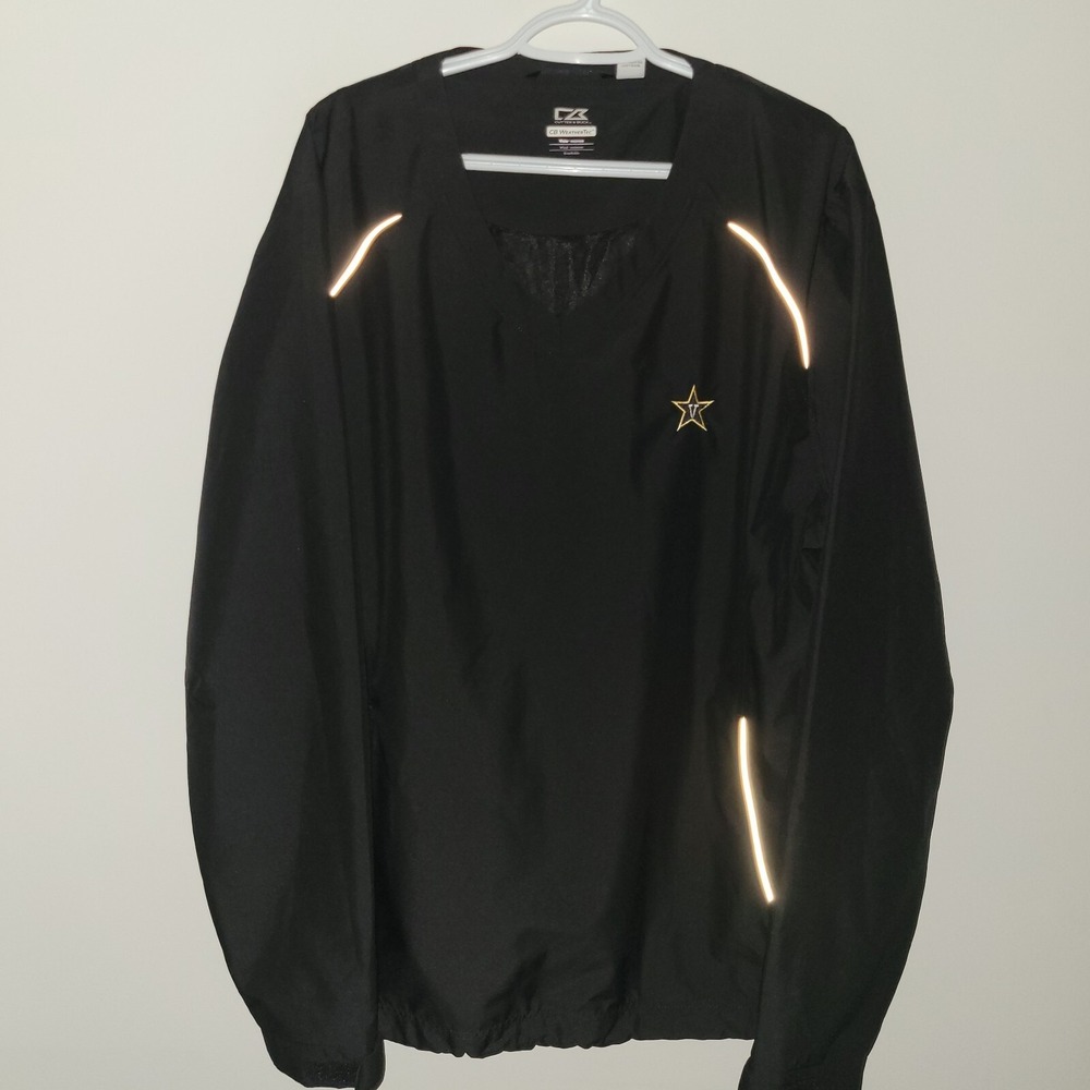 Cutter And Buck Weathertec Pullover Windbreaker Men's Size XL Black Vanderbilt